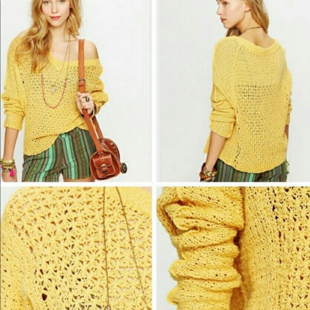 Free People crocheted v-neck slouchy sweater